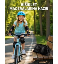 Mey İthalat® 2'li Çocuk Koruyucu Spor Seti Siyah Dizlik Dirseklik El Bilek Koruyucu