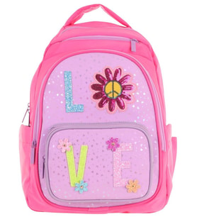 Kaukko Kids Simli Love Desenli Kız Çocuk Dört Bölmeli Okul Çantası - L5211