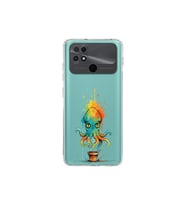 POCO C40 ile uyumlu Splash ahtapot tasarımlı şeffaf silikon kılıf