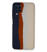 Galaxy A22 Kılıf Ebruli Lansman Silikon - Lacivert-Krem