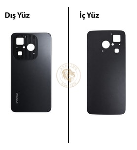 Infinix Hot 40İ Siyah Uyumlu Arka Kapak Arka Cam Batarya Pil Kapağı Lazer Kesim Back Cover