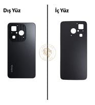 Infinix Hot 40İ Siyah Uyumlu Arka Kapak Arka Cam Batarya Pil Kapağı Lazer Kesim Back Cover