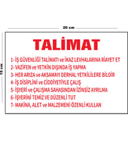 Metal İş Güvenliği Talimatı 15 Cm x 20 Cm Uyarı Levhası Yönlendirme Tabelası