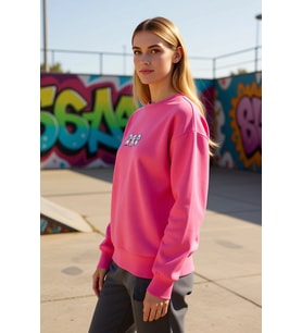 Kadın Bisiklet Yaka Düşük Kol Nakışlı Regular Kalıp Örme Sweatshirt Fonksiyonel Dayanıklı Şık