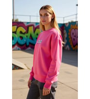 Kadın Bisiklet Yaka Düşük Kol Nakışlı Regular Kalıp Örme Sweatshirt Fonksiyonel Dayanıklı Şık