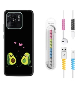 Xiaomi Redmi Note 7 8 9 Pro 10 2022 10 Pro 10S Kılıf Kablo Koruma Spiral Silikon Aşık Avokadolar 1642