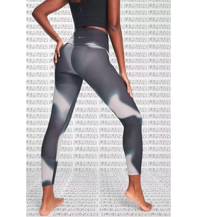 Nike Yoga 7/8 High Rise Leggings Yüksek Belli Dijital Baskı Toparlayıcı Tayt Siyah Batik