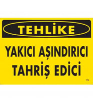 Tehlike Yakıcı Aşındırıcı Tahriş Edici Uyarı Levhası 25x35 KOD:773