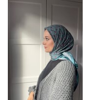 Modakaşmir Çiçek Baharı Desen Bambu Eşarp (Petrol)