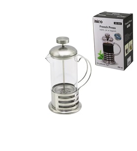 FRENCH PRESS METAL KAFES - METAL KAPAK 350ML CAM BİTKİ SÜZGEÇİ (5343)