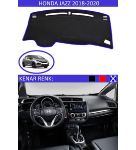 Honda Jazz 2018-2020 Için Uygun Torpido Koruma Halısı Siyah Kenar Renk Mavi