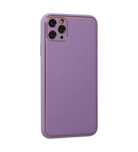 İphone 11 Pro Max Kılıf Coco Deri Silikon Kapak - Lila