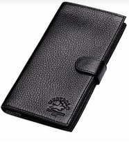 Westpolo West Polo Hakiki Deri Unisex Telefon Bölmeli Uzun Cüzdan Kartlık Siyah