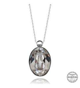 Swarovski Crystal Taşlı Oval Gümüş Kadın Kolye