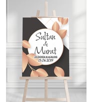 Söz Nişan Düğün İçin 50x70 Karşılama Panosu - Siyah ve Gül Tasarımlı 002