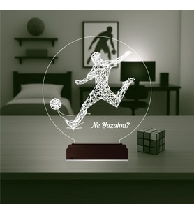 Luvivia Futbolcu Hediye Kişiye Özel 3D Lamba - Masa Gece Lambası