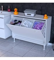 Modilayn SÖKE 95x75x32,5 cm' lik Ultra Geniş 3 Çamaşır Sepet Hazneli Dolap Banyonuzun Yeni Gözdesi