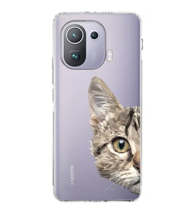 Xiaomi  Mi 11 Pro  Kamera Korumalı Kapak Catface Tasarımlı Şeffaf  Kılıf