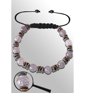 Sertifikalı Rose Silver Hematitli Gri Akik Taşı Bileklik - Ayarlamalı (Çok Renkli)