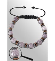Sertifikalı Rose Silver Hematitli Gri Akik Taşı Bileklik - Ayarlamalı (Çok Renkli)