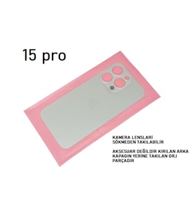iPhone 15 PRO Arka Pil Batarya Kapağı (CAM) GRİ