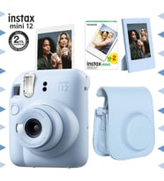 Instax mini 12 Mavi Fotoğraf Makinesi-20'li Film-Çerçeve ve Deri Kılıf Seti