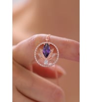 Gümüş Lotus Çiçeği Kolye  925 Ayar Gümüş Kolye (Mor)