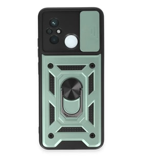 Mey İthalat® Redmi 12C Kılıf Pars Lens Yüzüklü Silikon - Yeşil