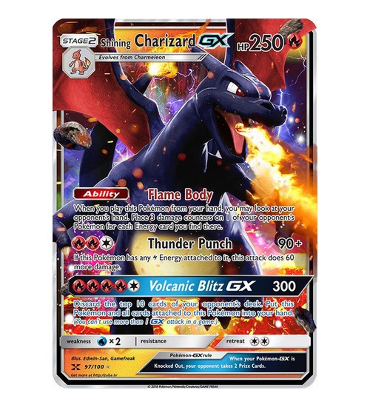 Pokemon Shining Charizard Gx 250HP Kart
