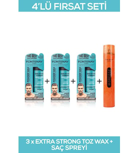 Fontenay Saç Şekillendirici Pudra Toz Wax Matt Effect Mavi 20gr X3 + 400ml Saç Sprey 4'Lü Set