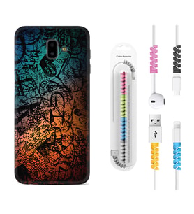 Samsung J6 Plus J7 Prime J7 Pro M20 Kılıf Kablo Koruma Spiral Silikon İşaretler Tuval 1716