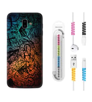 Samsung J6 Plus J7 Prime J7 Pro M20 Kılıf Kablo Koruma Spiral Silikon İşaretler Tuval 1716