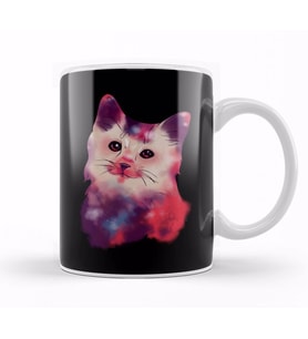 Cute Space Galactic Artsy Cat Kitten Kupa Bardak Porselen