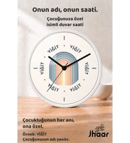 İsme Özel Pastel İç İçe Kemerler Çocuk Odası Duvar Saati Orta Boy 30 cm Beyaz Camlı Sessiz