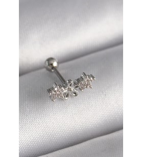 pilelistore 316L Çelik Gümüş Renk Zirkon Taşlı Çiçek Tragus Piercing - TJ-PR1247