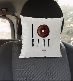 BK Gift Kişiye Özel İsimli Don't Care Tasarımlı Kare Araç Koltuk Yastığı-1