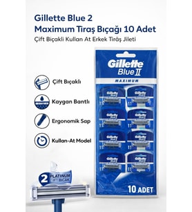 Jilet 2 Maximum Tıraş Bıçağı 10 Adet Çift Bıçaklı Kullan At Erkek Tıraş Jileti