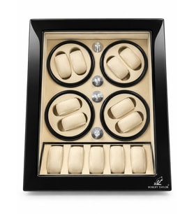 Otomatik Saat Kurma Kutusu (WİNDER) Piano Black 8 5 Siyah Içi Krem Watch Winder