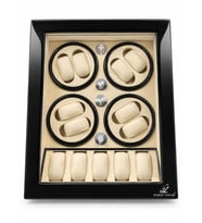 Otomatik Saat Kurma Kutusu (WİNDER) Piano Black 8 5 Siyah Içi Krem Watch Winder