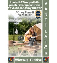 #Vantilatör Kamp Piknik Yoğun Üflemeli Güneş Panelli Şarjlı Ampullü 5 Kademeli Kablosuz Vantilatör