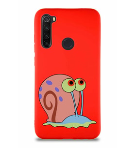 Xiaomi Redmi Note 8 Soft Premier Kapak Salyangoz Gary Tasarımlı Silikon Kılıf - Kırmızı (Şeffaf)