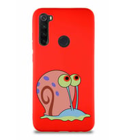 Xiaomi Redmi Note 8 Soft Premier Kapak Salyangoz Gary Tasarımlı Silikon Kılıf - Kırmızı (Şeffaf)