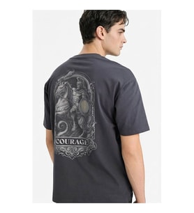 Defacto Baskılı Antrasit Erkek T-Shirt G0458AX/AR191