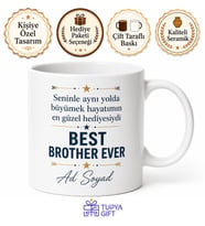 Best Brother Ever Yazılı Dünyanın En İyi Erkek Kardeşi Kupa Bardak Hediye