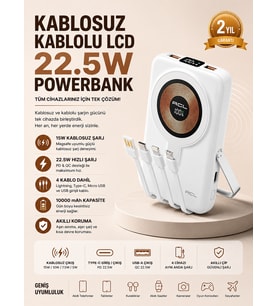 Manyetik Kablosuz Powerbank 22.5W Hızlı Şarj LCD Ekranlı