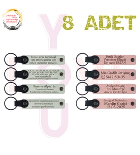 Beyaz & Yavru Ağzı, Aile Gecelerine Küçük Sürpriz, 8’li Set, Kişisel Mesajlı Deri Hediyelik