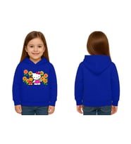 Unisex hello kity  Baskılı Çocuk Swaetshirt  Baskılı Kapüşonlu 3 İplik Şardonlu (SAKS MAVI)