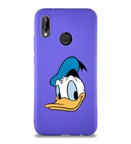 Huawei P20 Lite Soft Premier Kapak Donald Duck-B Tasarımlı Silikon Kılıf - Mor (Şeffaf)