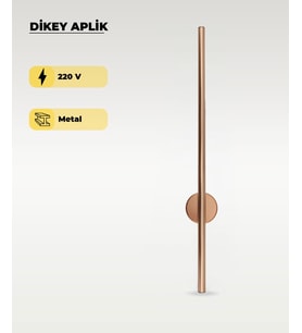 12W Rose Gold Renk Dikey Aplik - Gün Işığı