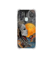 PrintiFy Samsung Galaxy A21s ile Uyumlu Simya Serisi Mozaik Tanrıça Tasarımlı Uv Baskılı Köşe Korumalı Antişok Kılıf